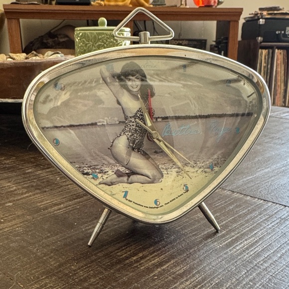 Bettie Page Other - Vintage Retro Triangle Alarm Clock with Pinup Bettie Page